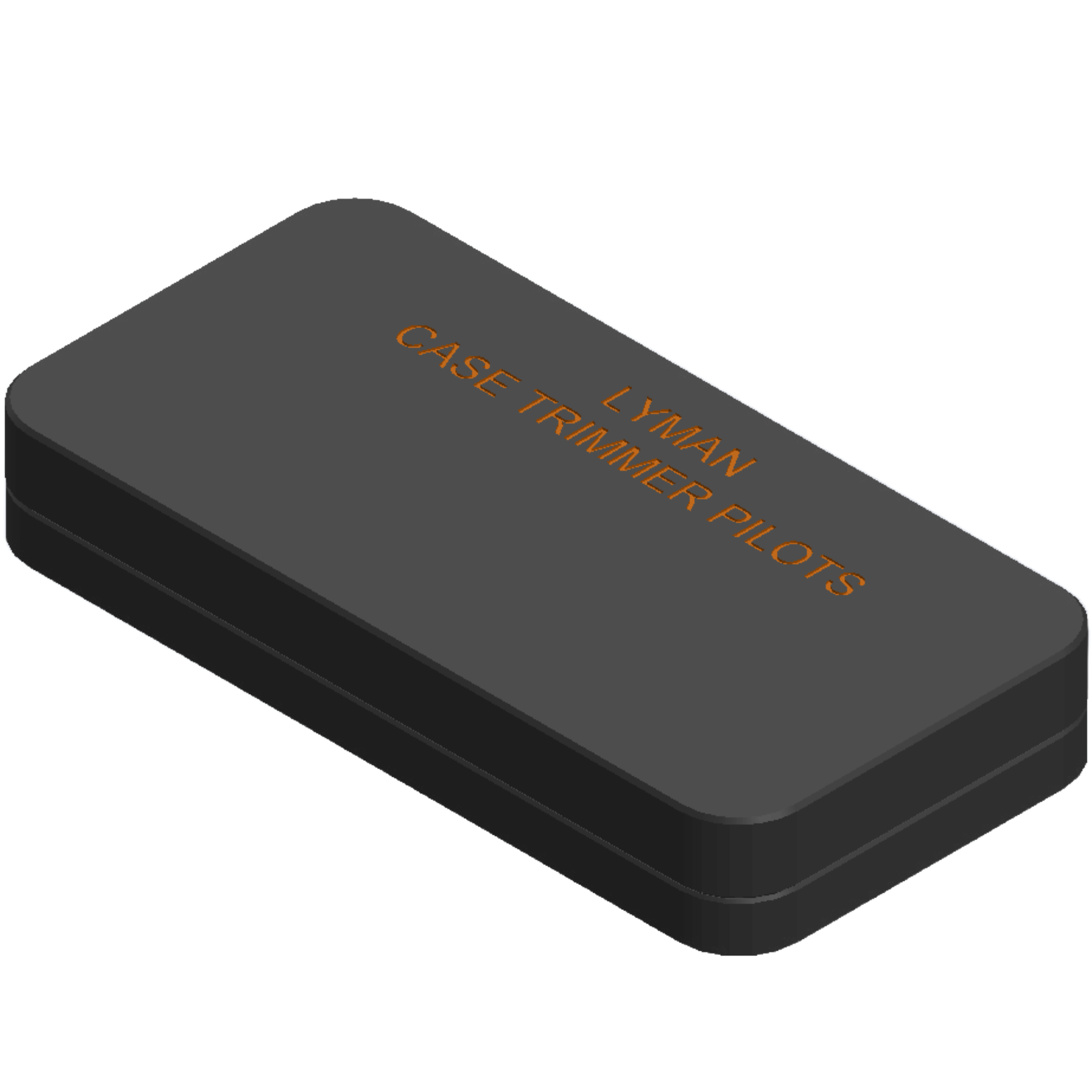 LYMAN Case Trimmer Pilots Holder with magnetic lid, rubber feet, 3D printed, dimensions 6.5" x 3-1/4" x 1".