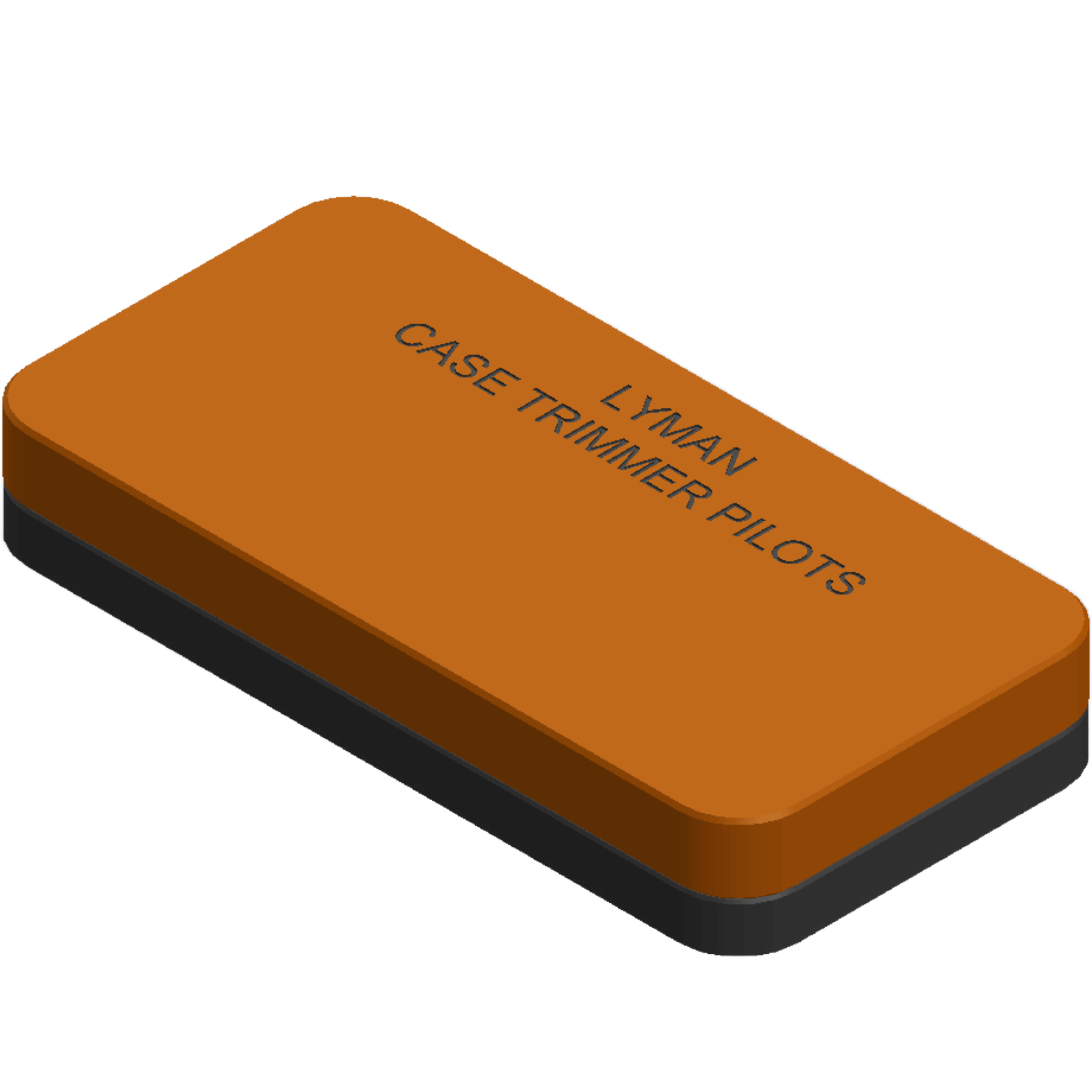 LYMAN Case Trimmer Pilots Holder with magnetic lid and rubber feet, 3D printed, dimensions 6.5" X 3-1/4" X 1"