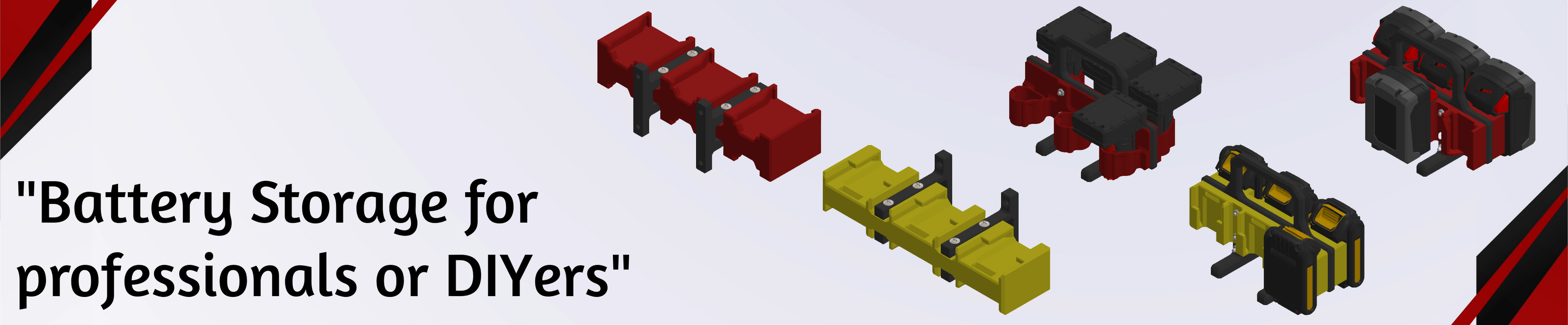 Milwaukee, DeWalt, Matco battery carries and holders.