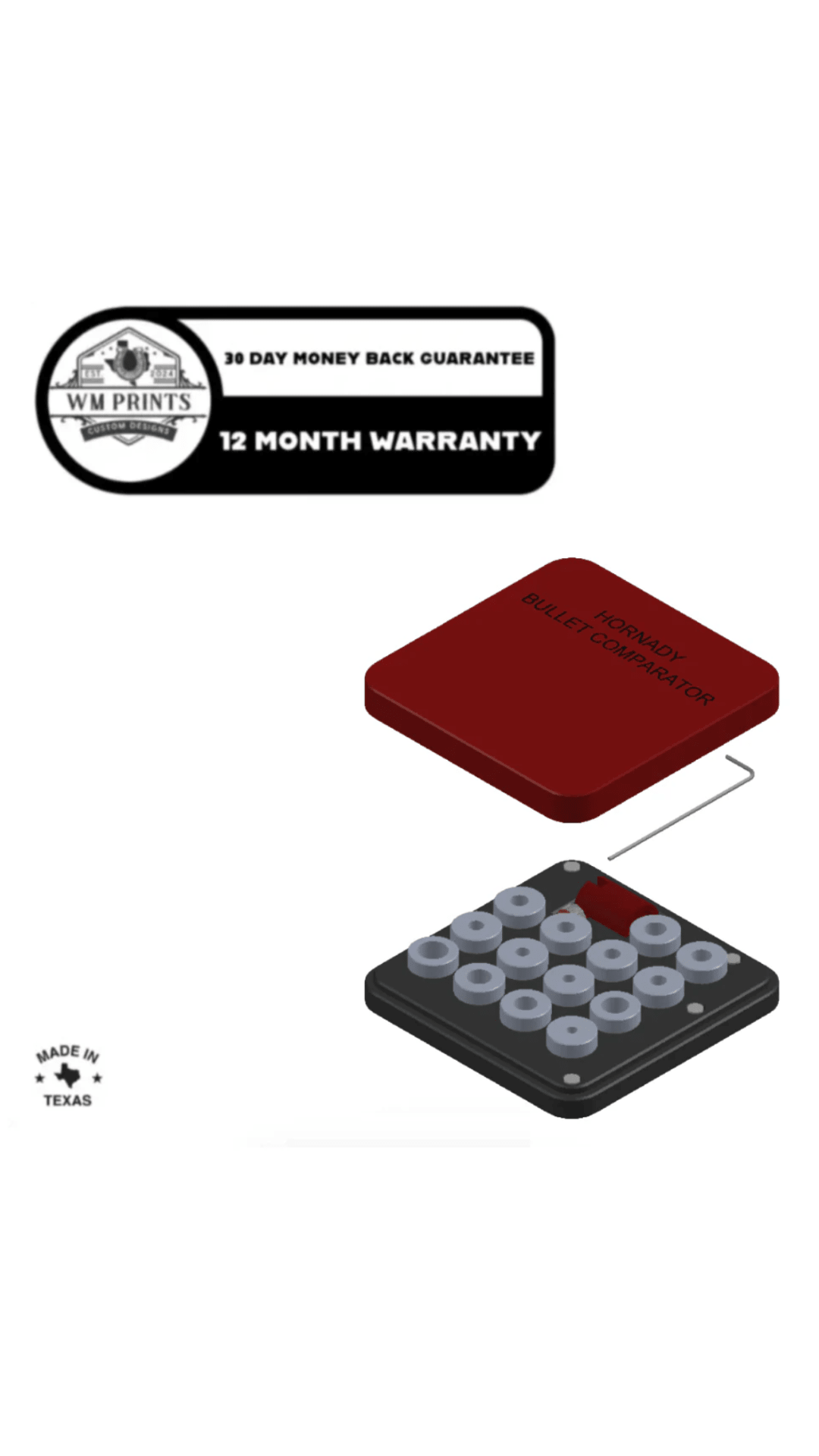 Hornady Bullet Comparator magnetic case. - WM Prints LLC