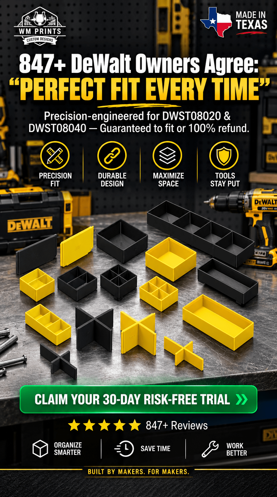 Made for DeWalt Tough System 2.0 Divider Inserts. - WM Prints LLC