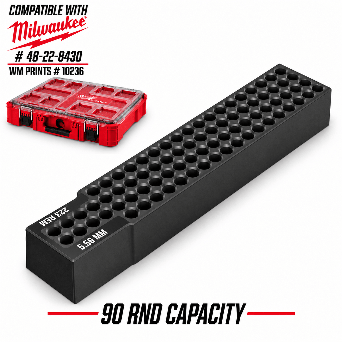 Made for Milwaukee Packouts center Ammo inserts. - WM Prints LLC