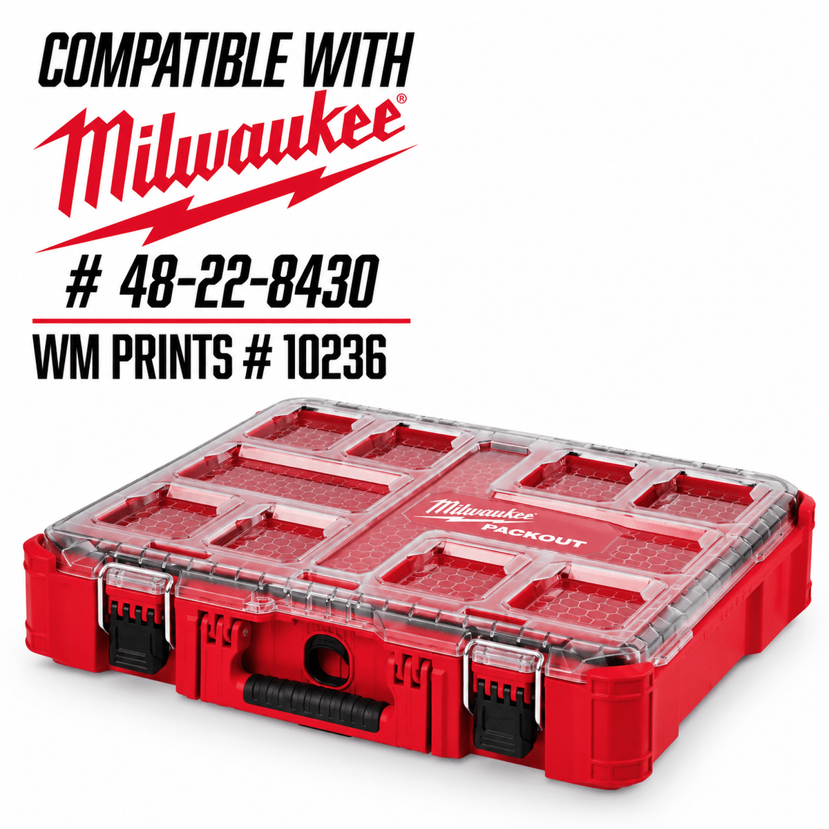 Made for Milwaukee Packouts Miscellaneous inserts for models 48-22-8430 and 48-22-8435. - WM Prints LLC