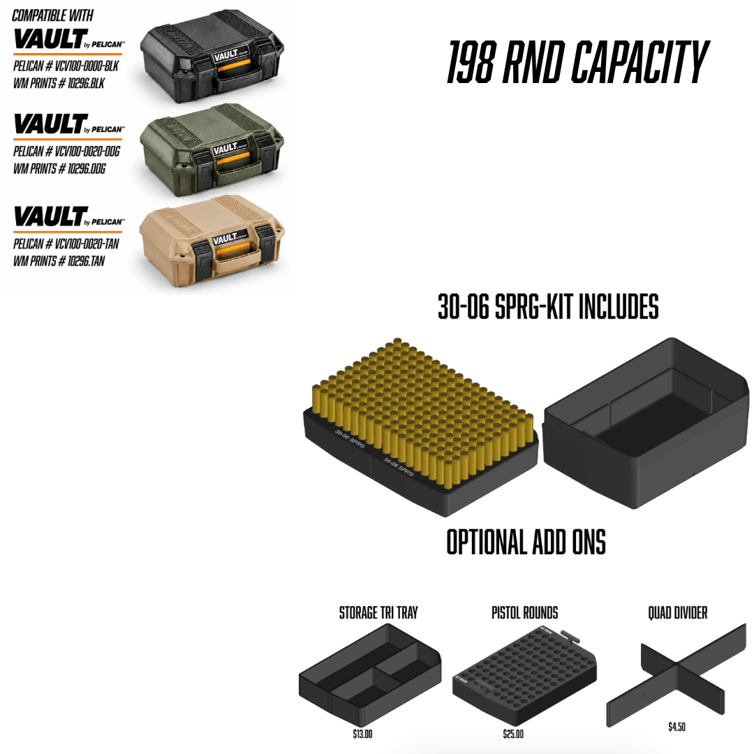 Made for Pelican Vault V100 Rifle Range kits. - WM Prints LLC