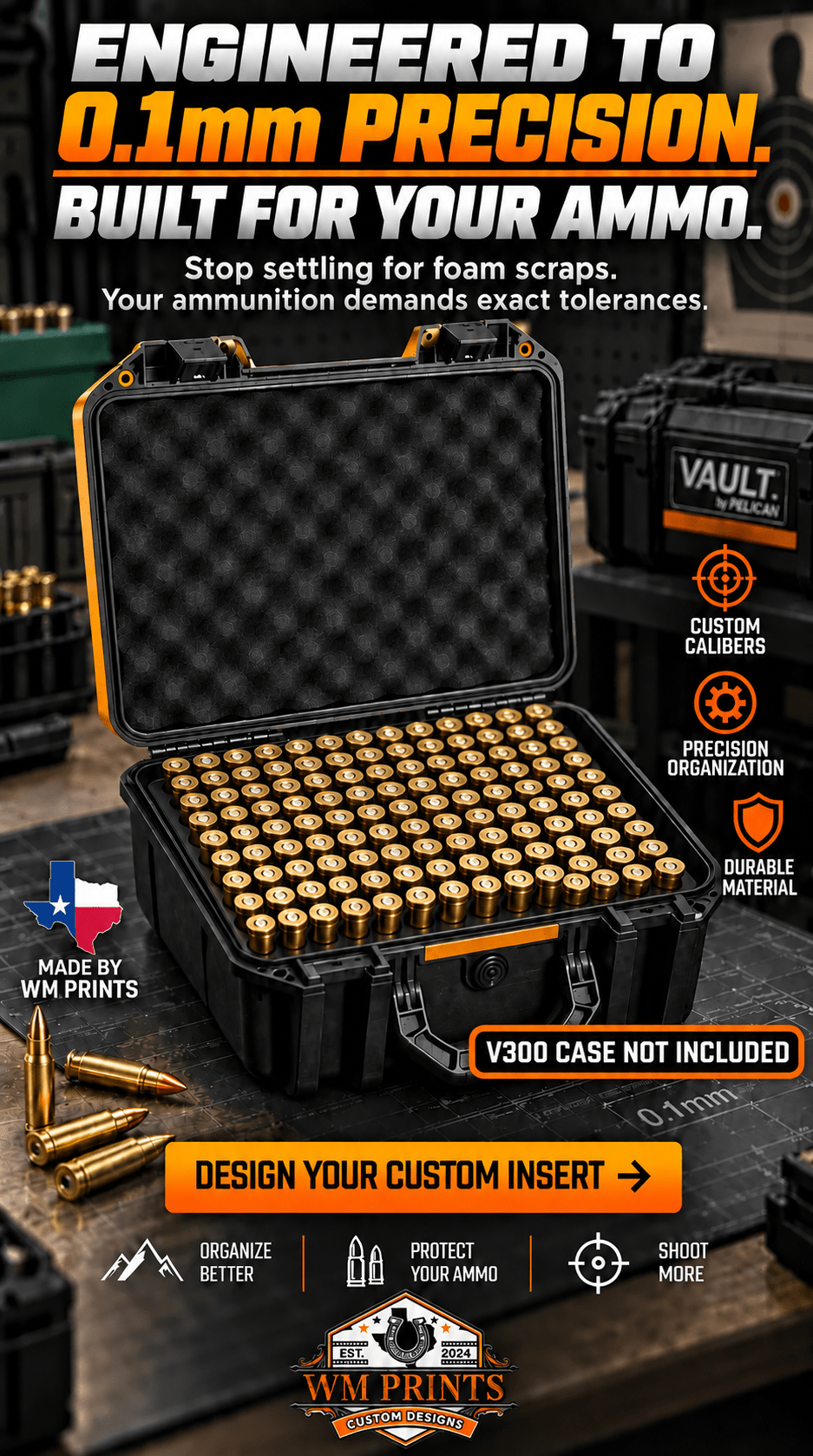 Made for Pelican™ Vault V300 Ammo Insert kits. - WM Prints LLC