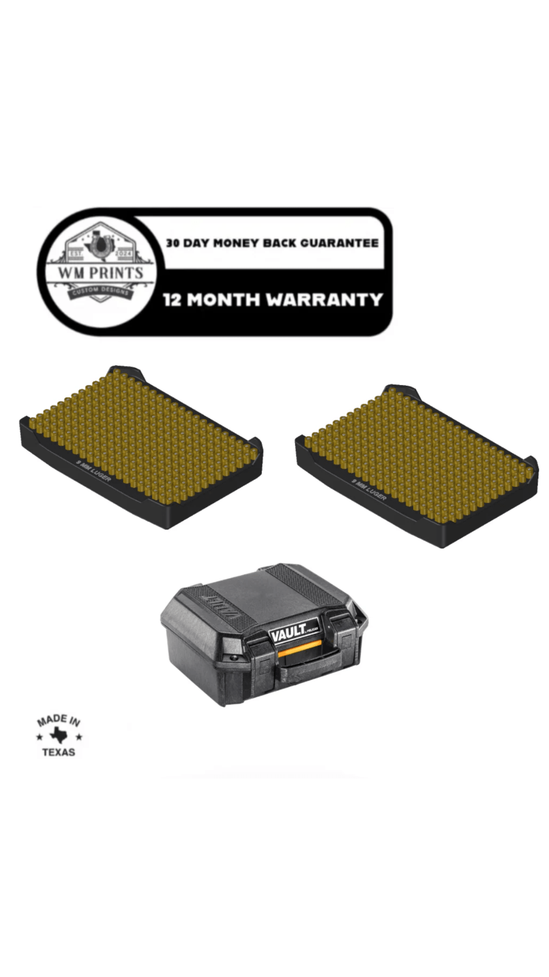 Pelican™ Vault V100 Pistol ammo double stack inserts - WM Prints LLC