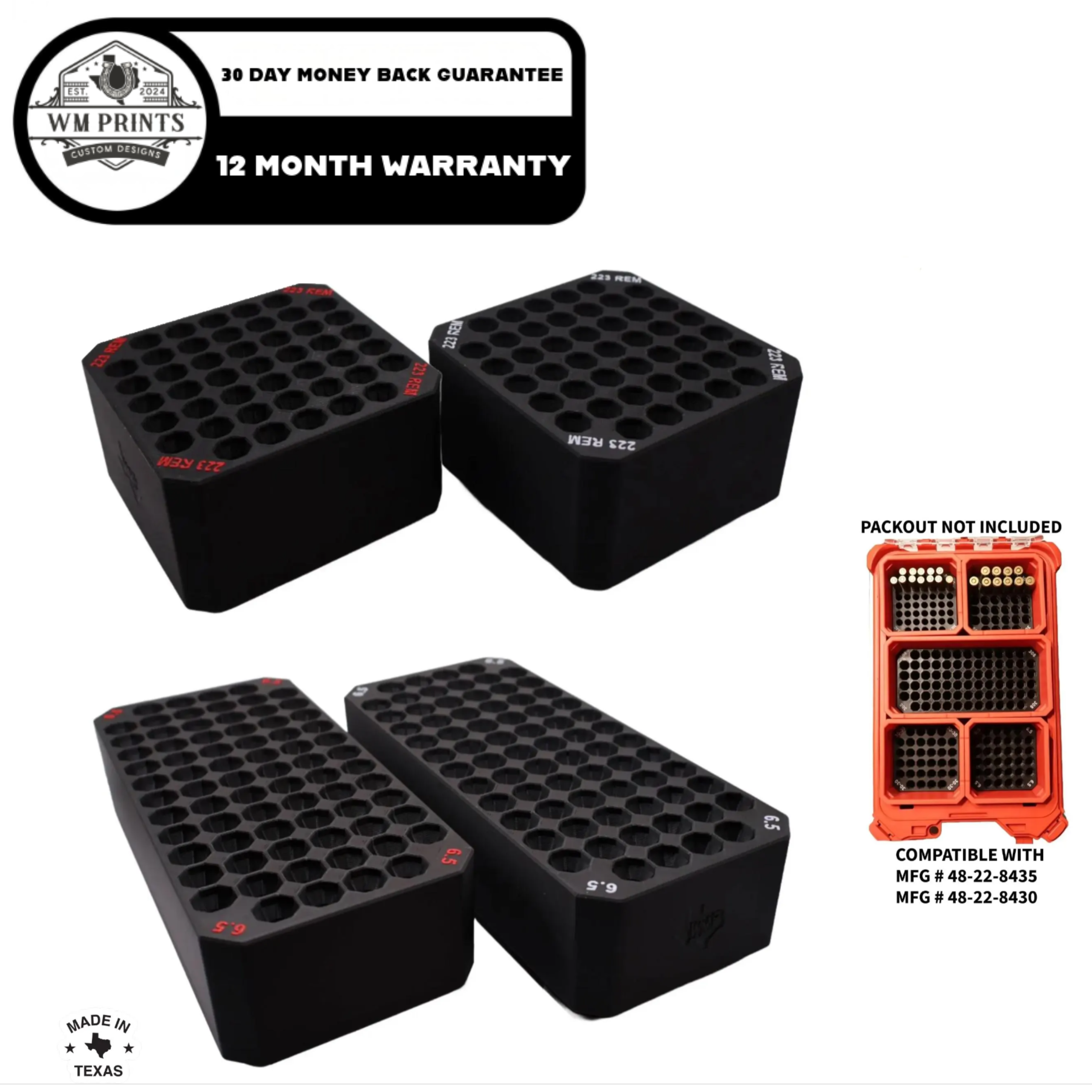Milwaukee Packout ammo inserts, Fits compact Packout.