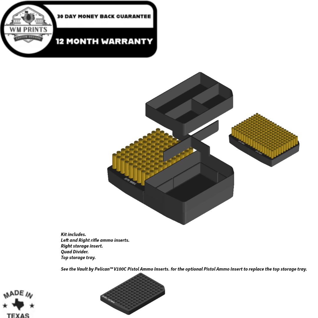 Pelican™ Vault V100C Ammo Insert kits.