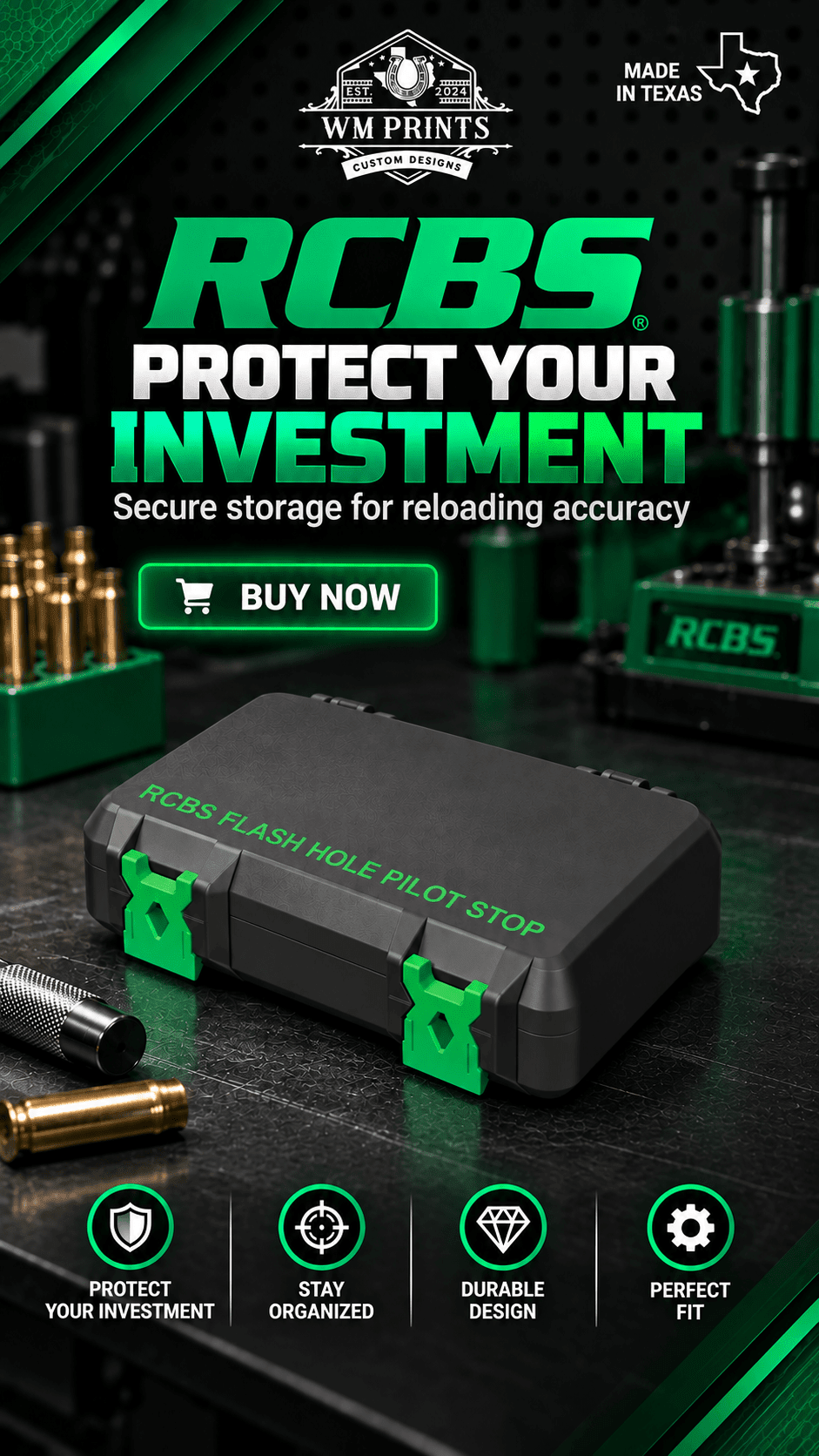 Effortless Flash Hole Tool Storage with the RCBS Flash Hole Pilot Stop Case - WM Prints LLC
