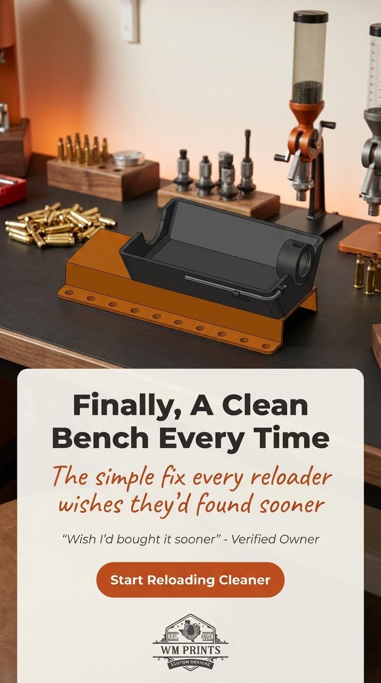 Effortless Reloading and Cleaner Workspaces with a Lyman Style Brass Case Trimming Catcher - WM Prints LLC