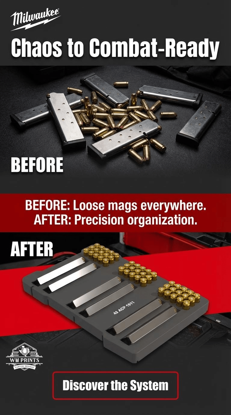 Enhance Firearm Storage with Milwaukee Packout Colt 1911 Magazine Inserts - WM Prints LLC