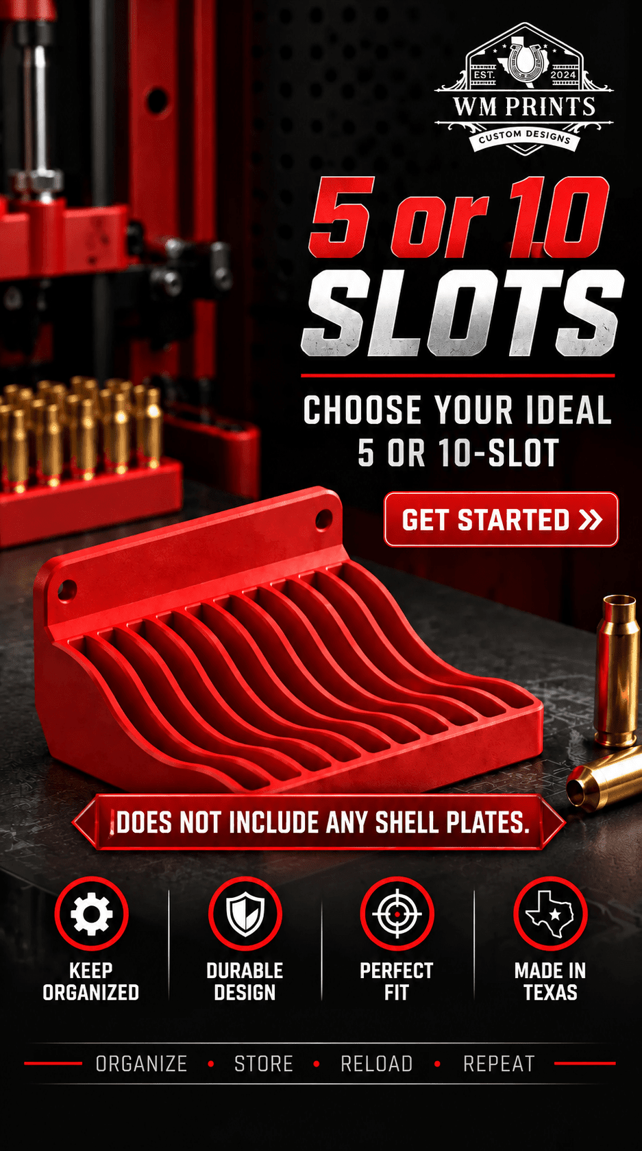 Enhance Reloading Efficiency with the Shell Plate Holder for Hornady Style - WM Prints LLC