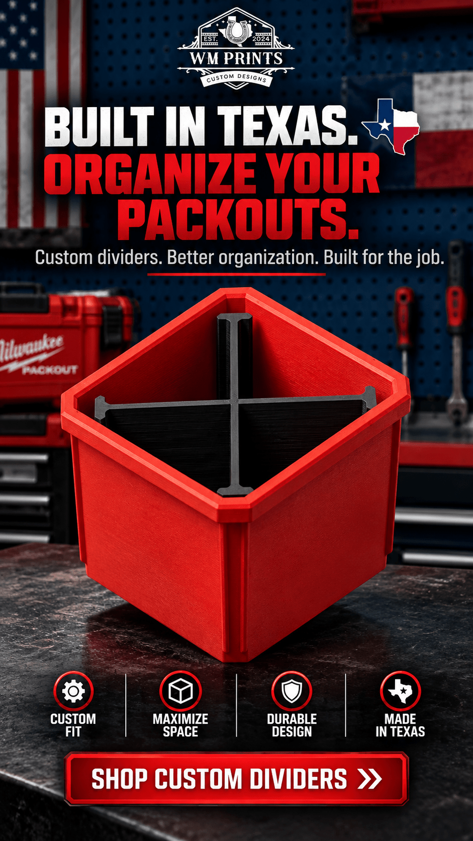 Made for Milwaukee Packouts bin dividers.