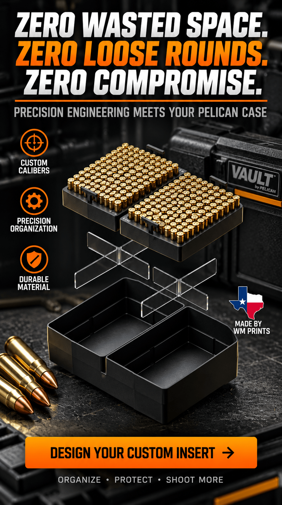 Made for Pelican Vault V100 Pistol range kits.