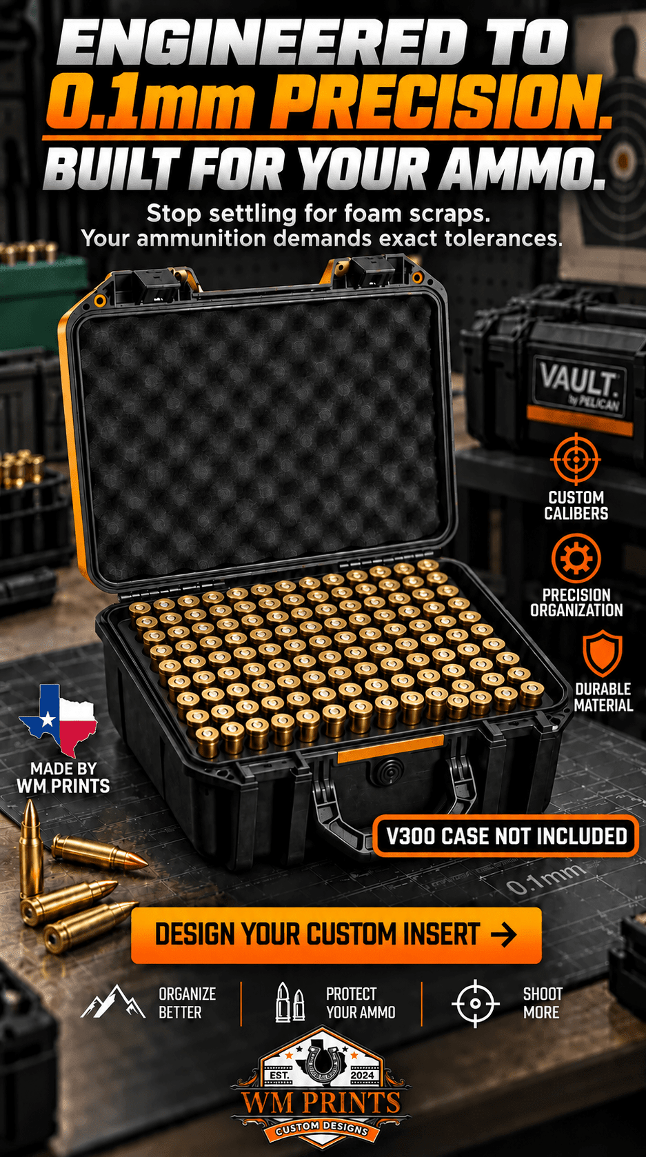 Organize Your Ammunition Like a Pro with Pelican Vault V300 Ammo Insert Kits - WM Prints LLC