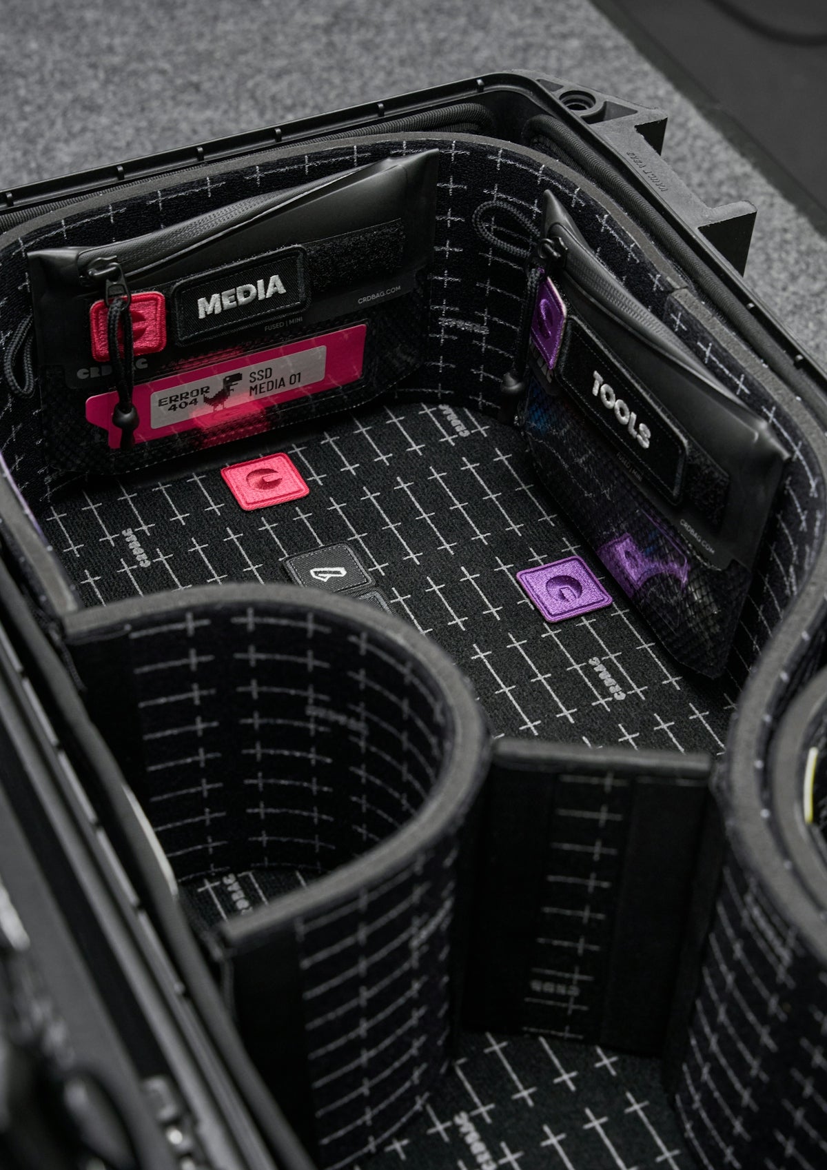 Organized interior of a black equipment case