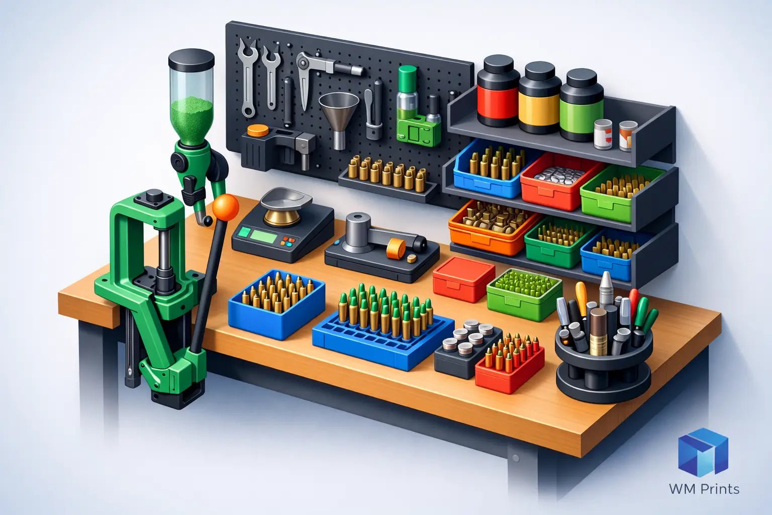 Reloading Bench Tool Organizer Setup That Works - WM Prints LLC