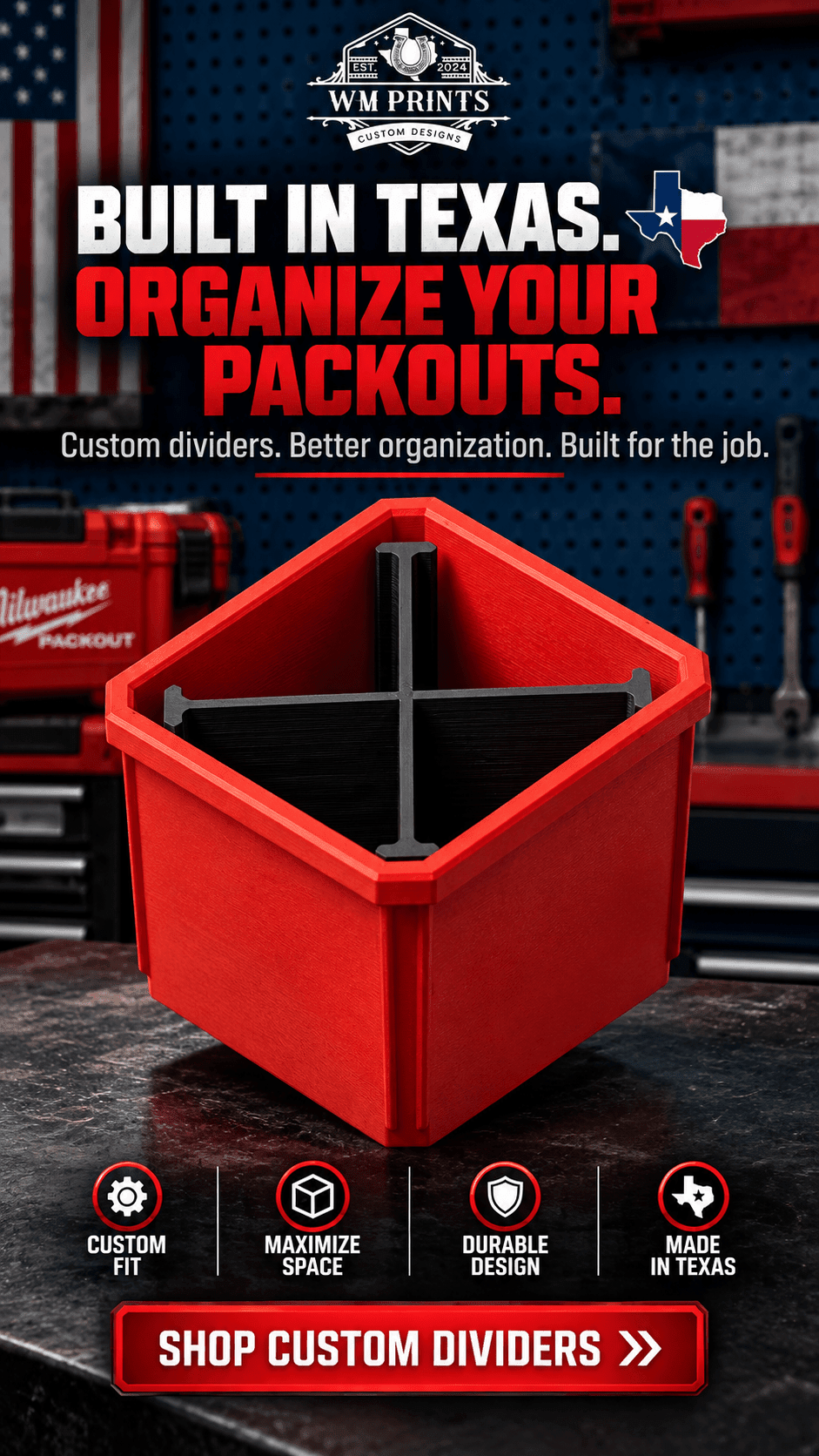 Transform Your Tool Storage with Made for Milwaukee Packouts Bin Dividers - WM Prints LLC