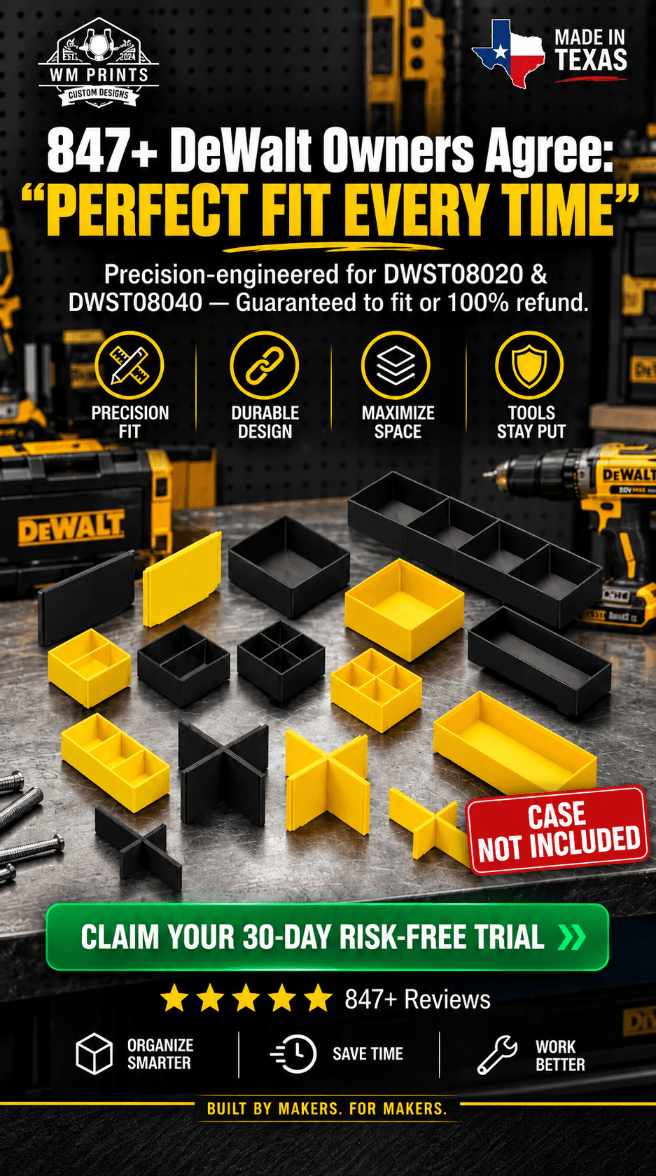 Unlock Your Tool Storage Potential with Made for DeWalt Tough System 2.0 Divider Inserts - WM Prints LLC