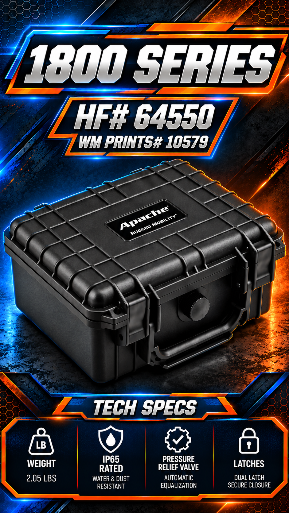Apache 1800 Hard Case | Rugged Storage &amp; Ammo Case | WM Prints