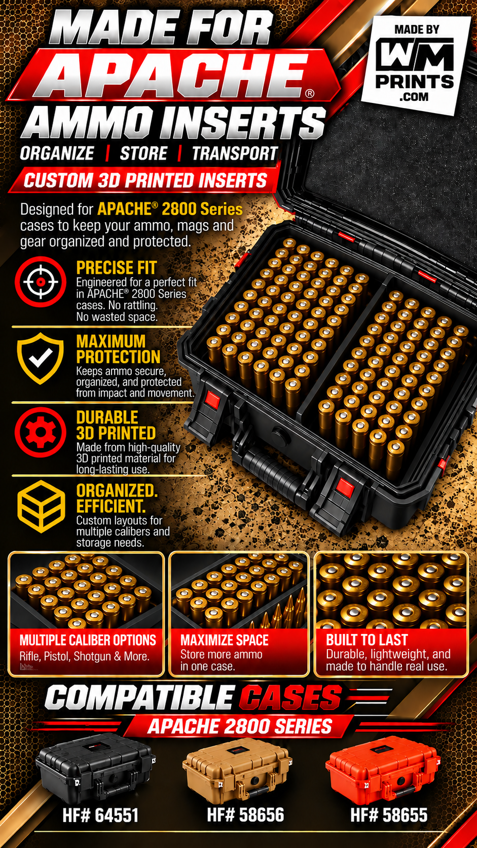 Made for Apache 2800 Series Left &amp; Right Ammo Inserts | WM Prints