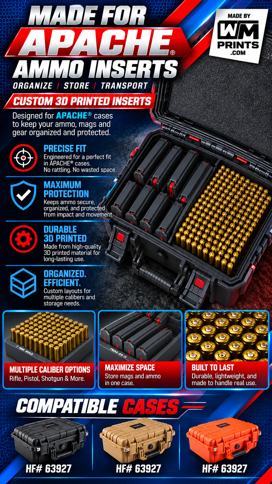 Made for Apache 3800 Series Left &amp; Right Ammo Inserts | WM Prints