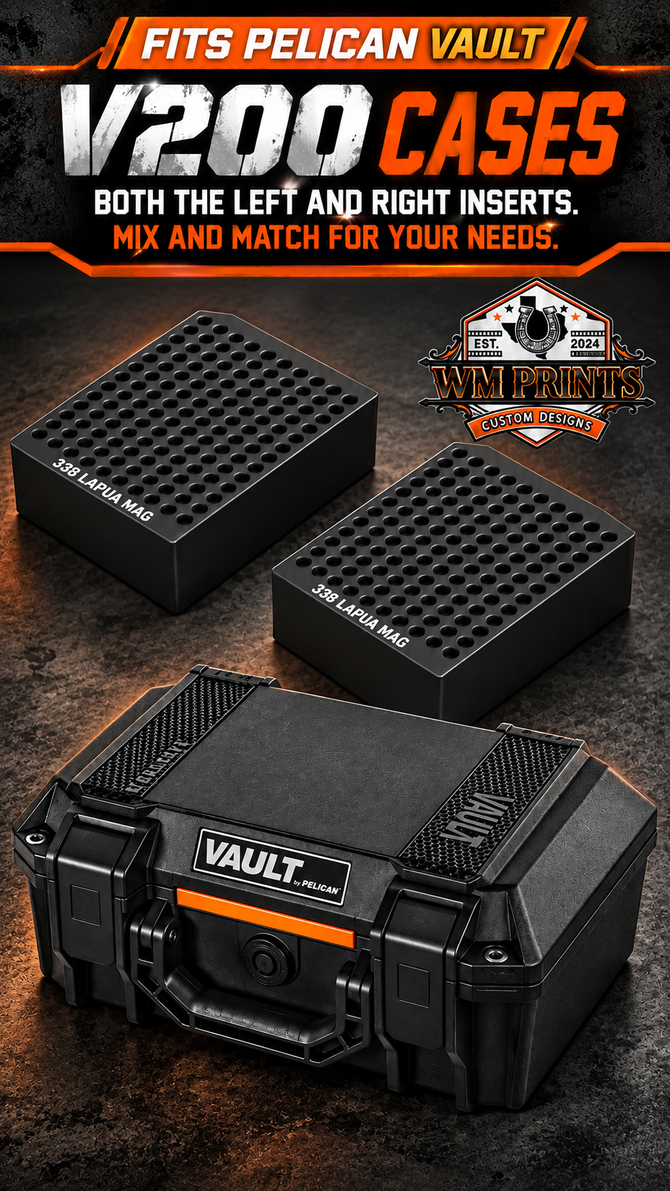 Made for Vault by Pelican™ V200 Left and Right Ammo inserts.