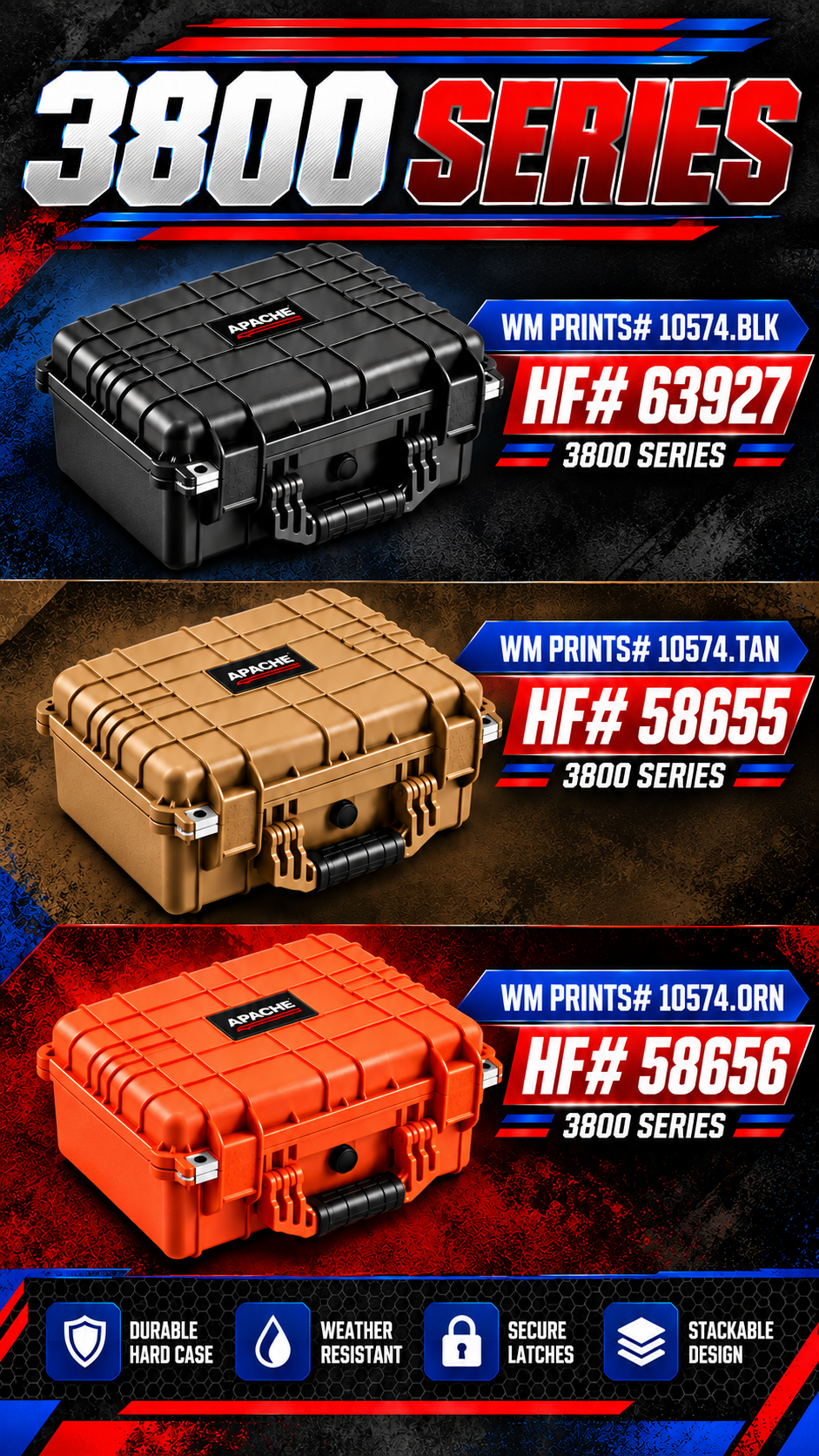 Apache 3800 Hard Case | Rugged Storage &amp; Ammo Case | WM Prints