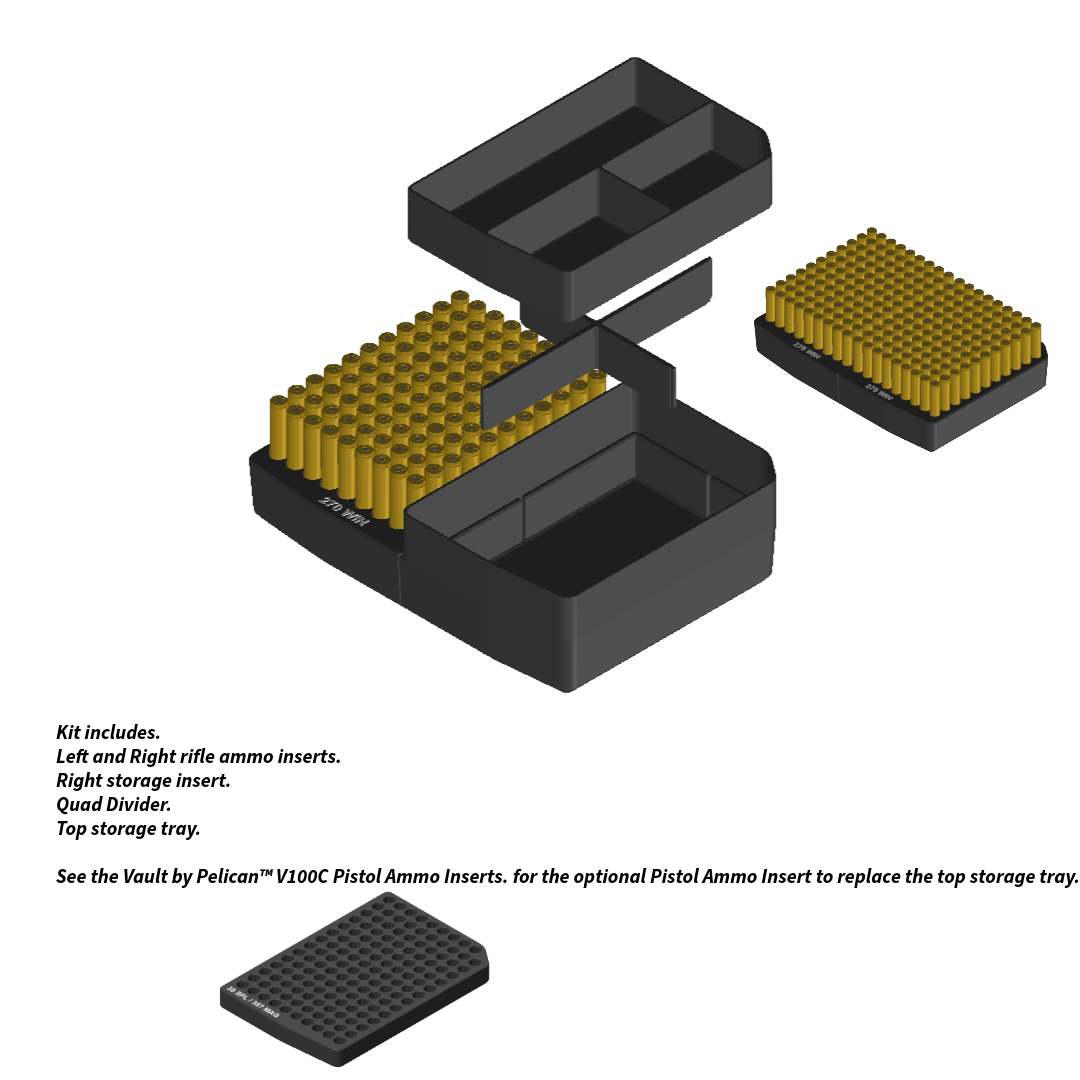 Pelican™ Vault V100C Ammo Insert kits.