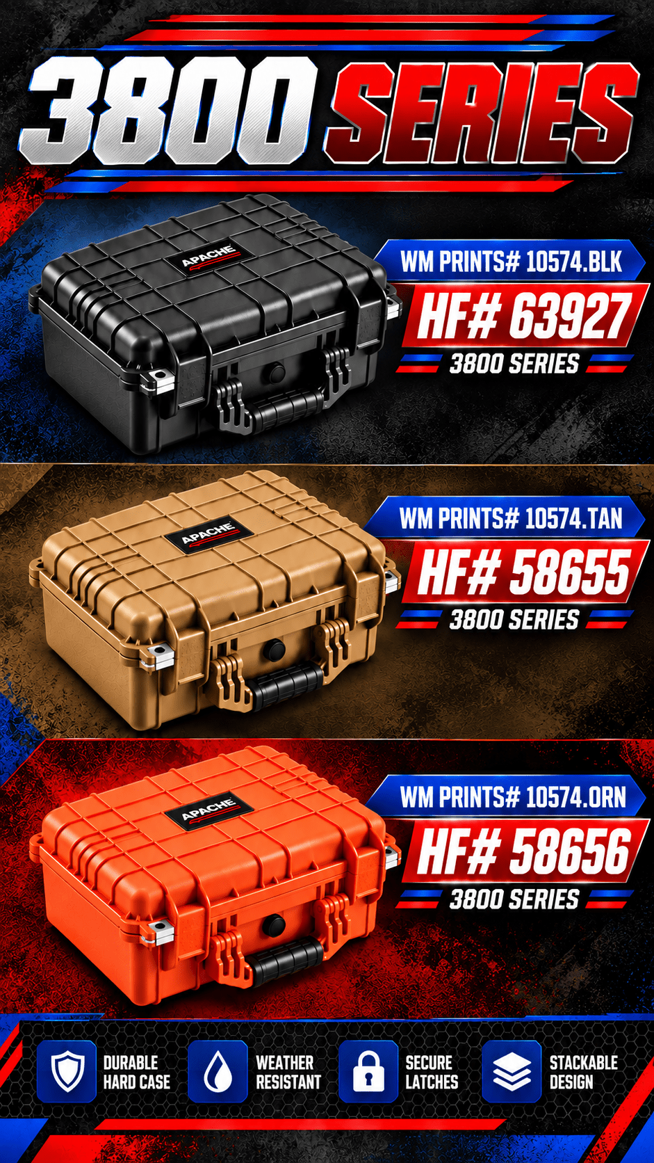 Apache 3800 Hard Case | Rugged Storage &amp; Ammo Case | WM Prints - WM Prints LLC