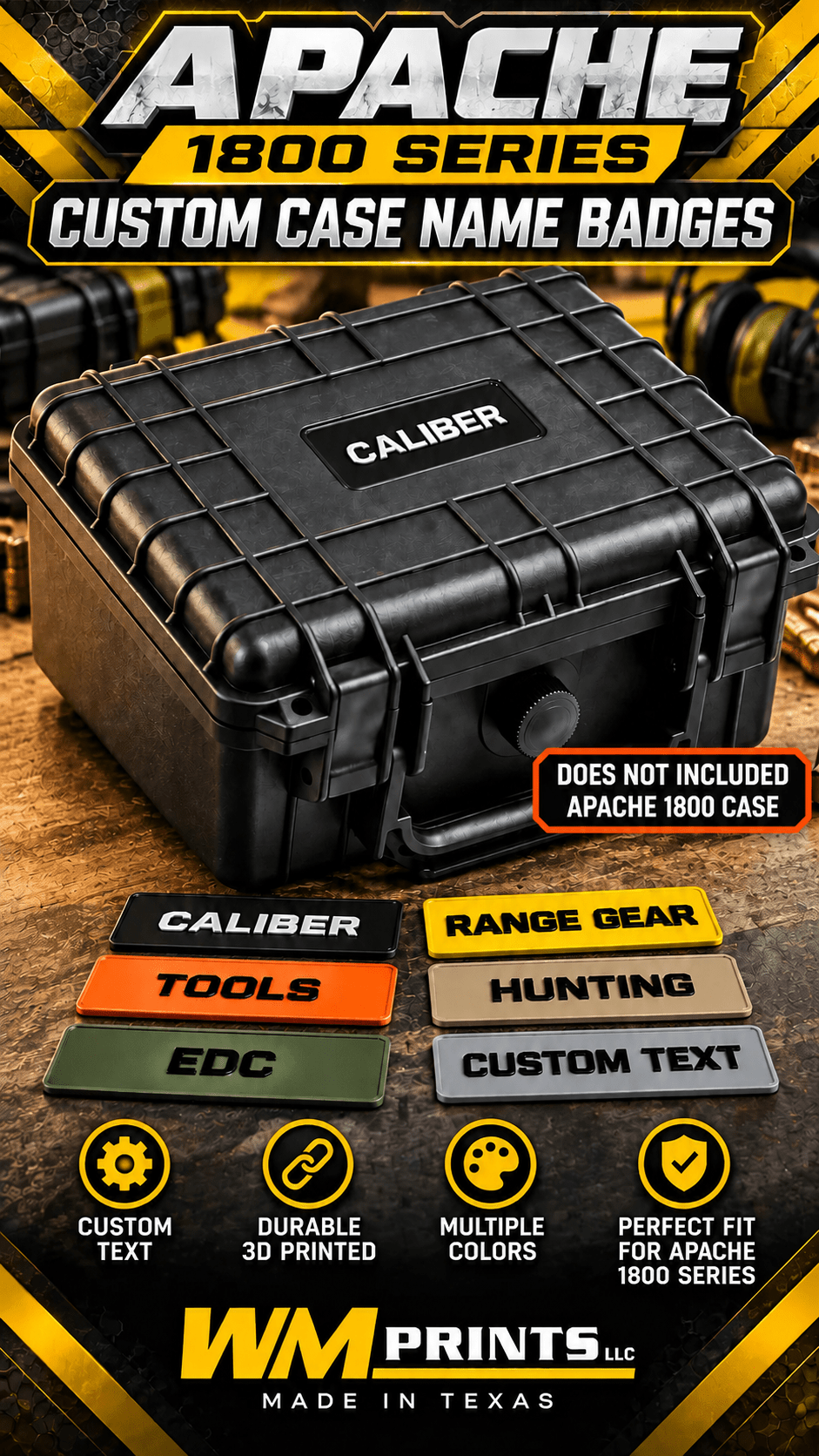 Custom Apache Case Name Badges for 1800 series. (For text mainly) Custom logo&