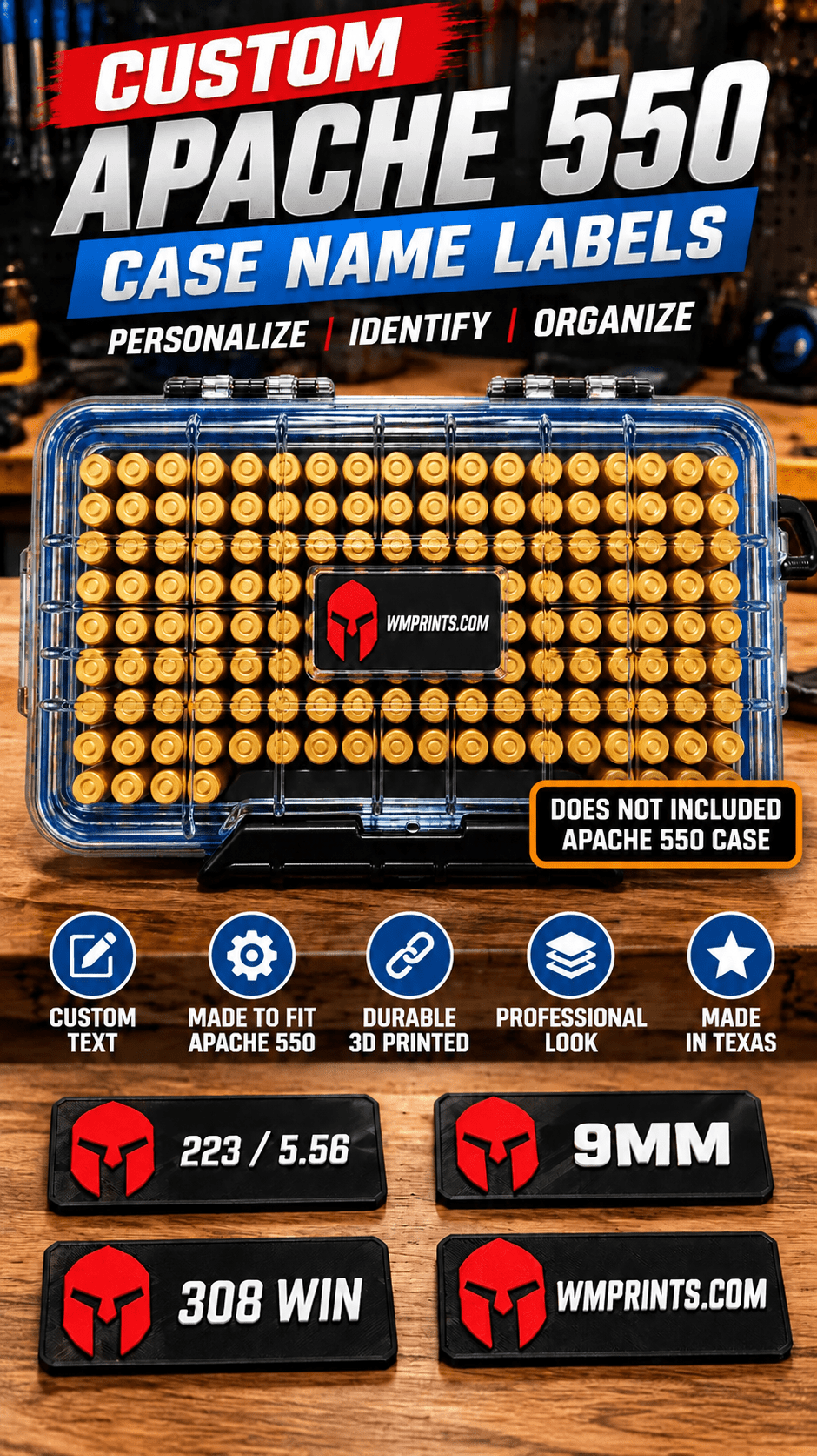 Custom Apache Case Name Badges for 550 series. (For text mainly) Custom logo&