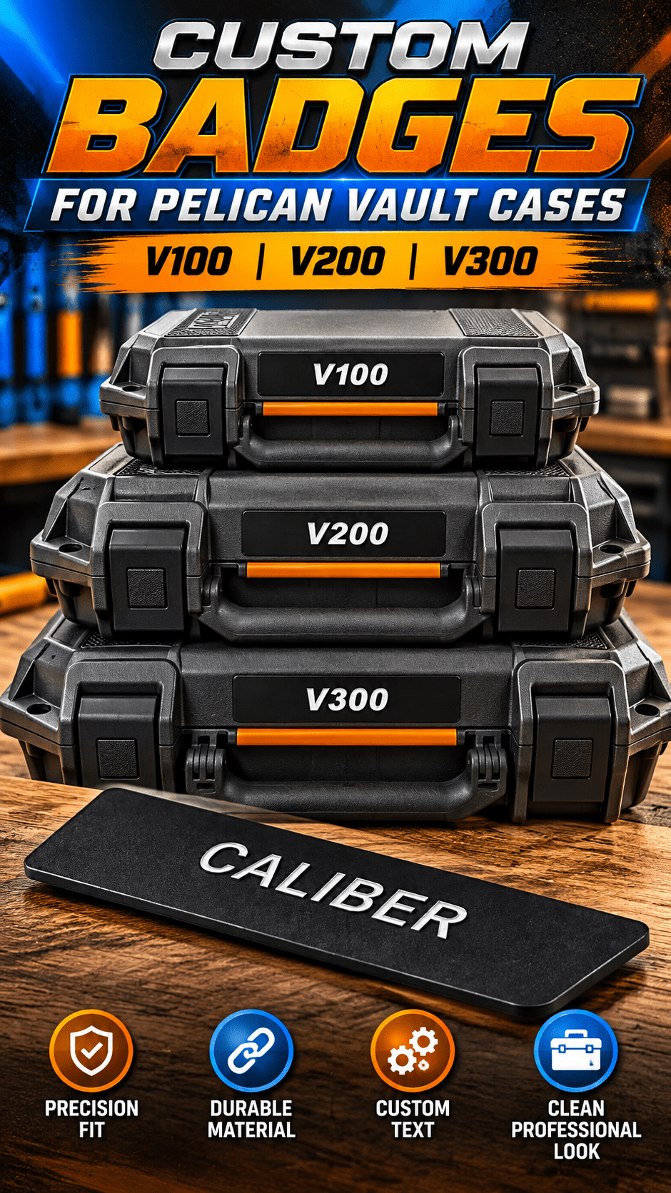 Custom Pelican Vault Series V100, V200 &amp; V300 Labels – Personalized Case Identification - WM Prints LLC