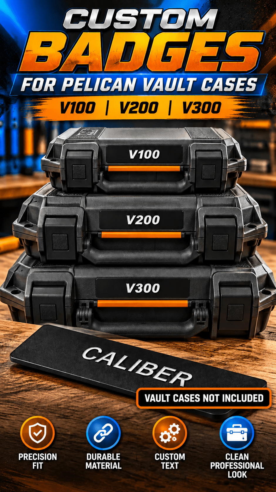 Custom Pelican Vault Series V100, V200 &amp; V300 Labels – Personalized Case Identification - WM Prints LLC