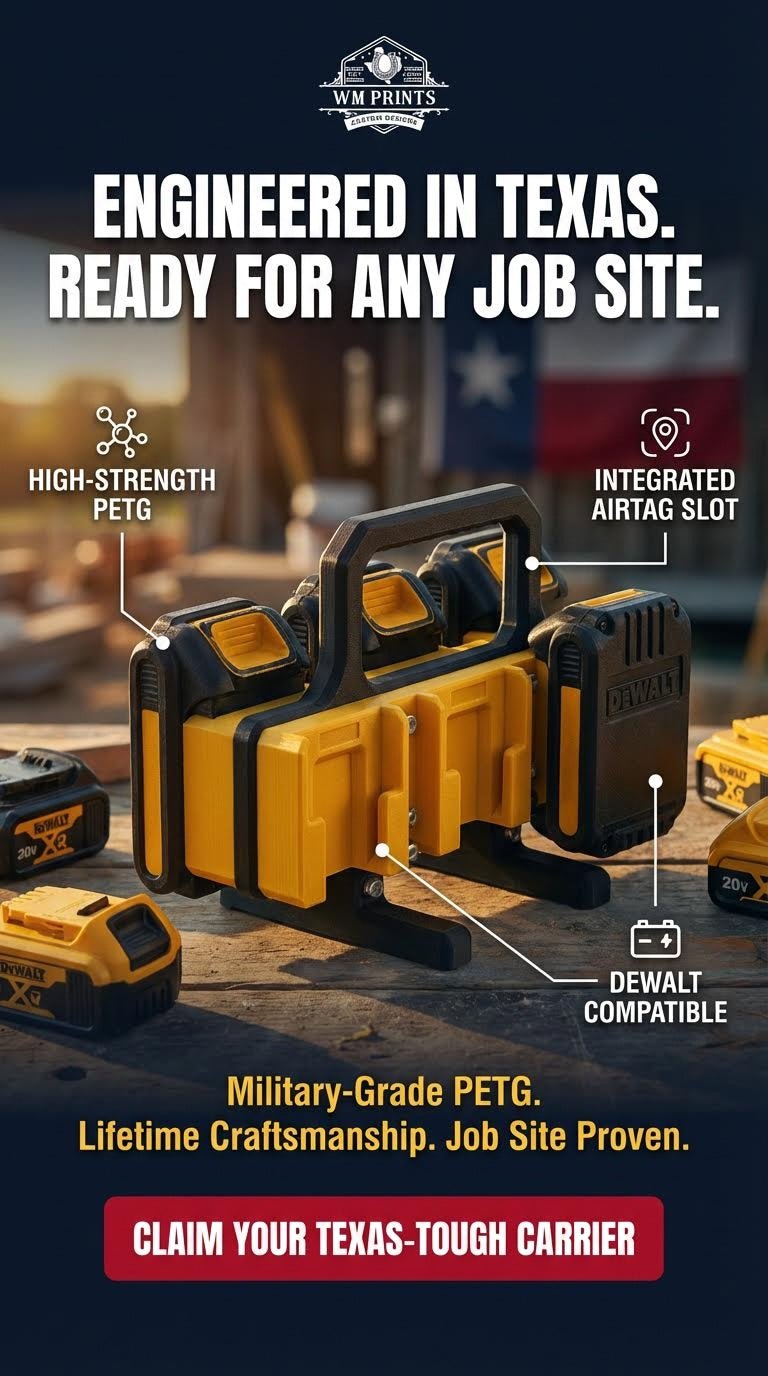 DeWalt battery type compatible carrier. - WM Prints LLC