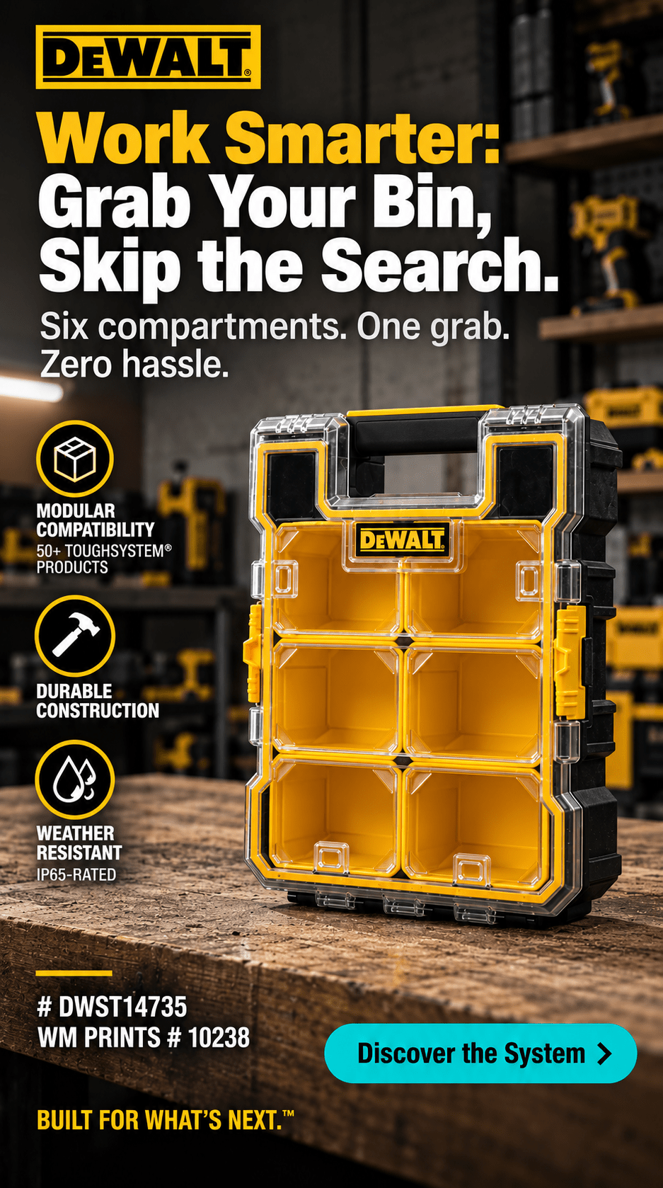 DeWALT CASE, DEWALT DEEP PRO, 6 BIN - WM Prints LLC