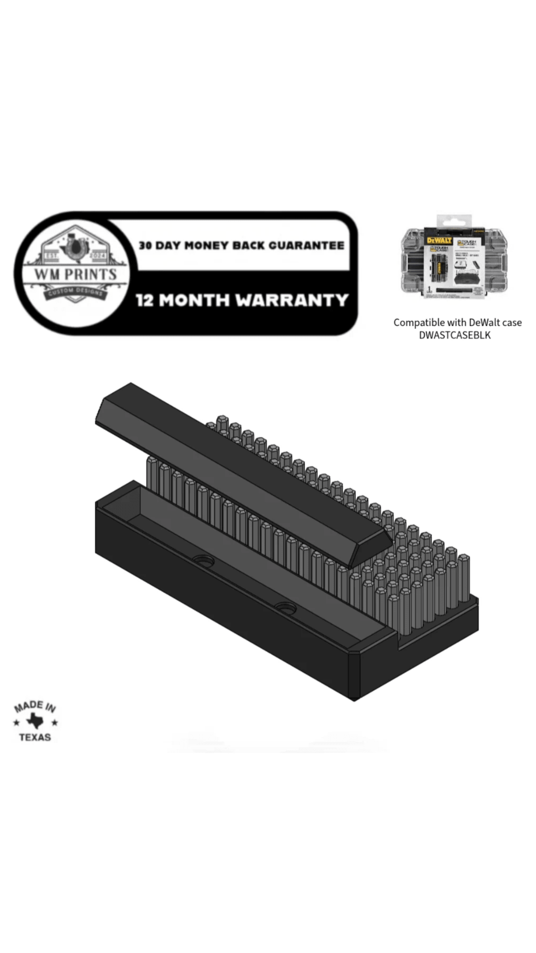 DeWalt Tough Case Hex Bit Tray Magnetic Parts Tray. - WM Prints LLC