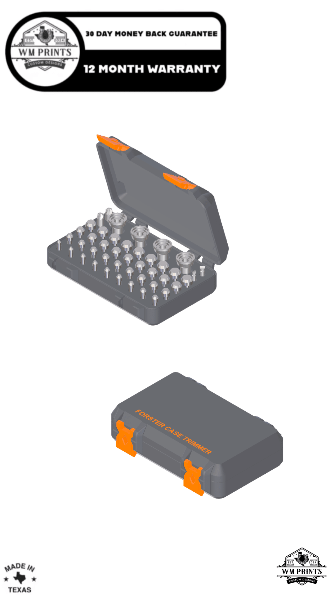 Forster Hinged Case for Case Trimmer Collets &amp; Pilots - WM Prints LLC