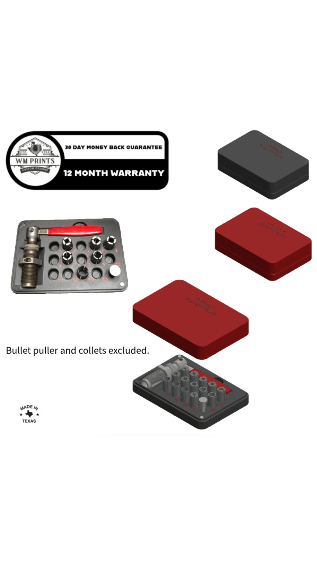 Hornady Bullet Puller and Collets Storage Case - WM Prints LLC
