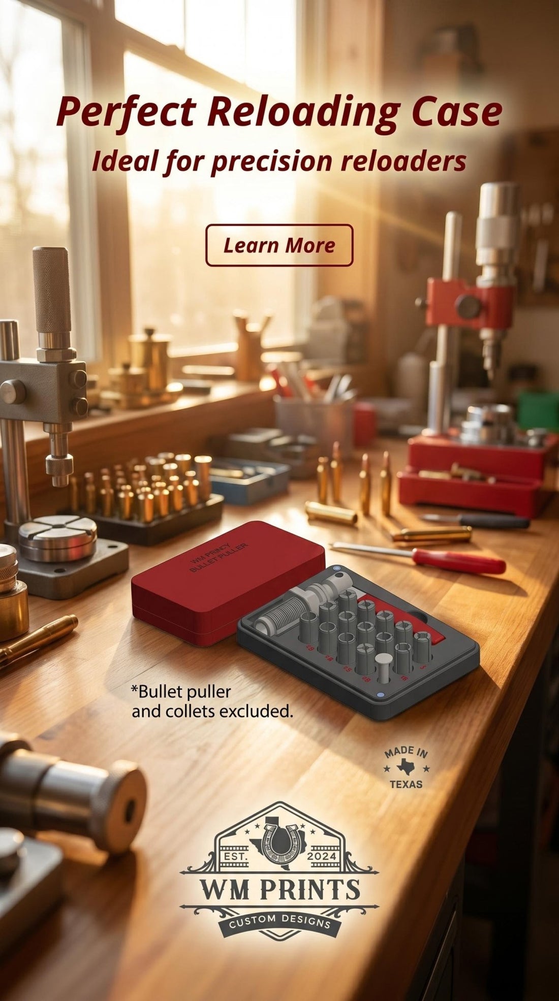 Hornady Bullet Puller and Collets Storage Case - WM Prints LLC