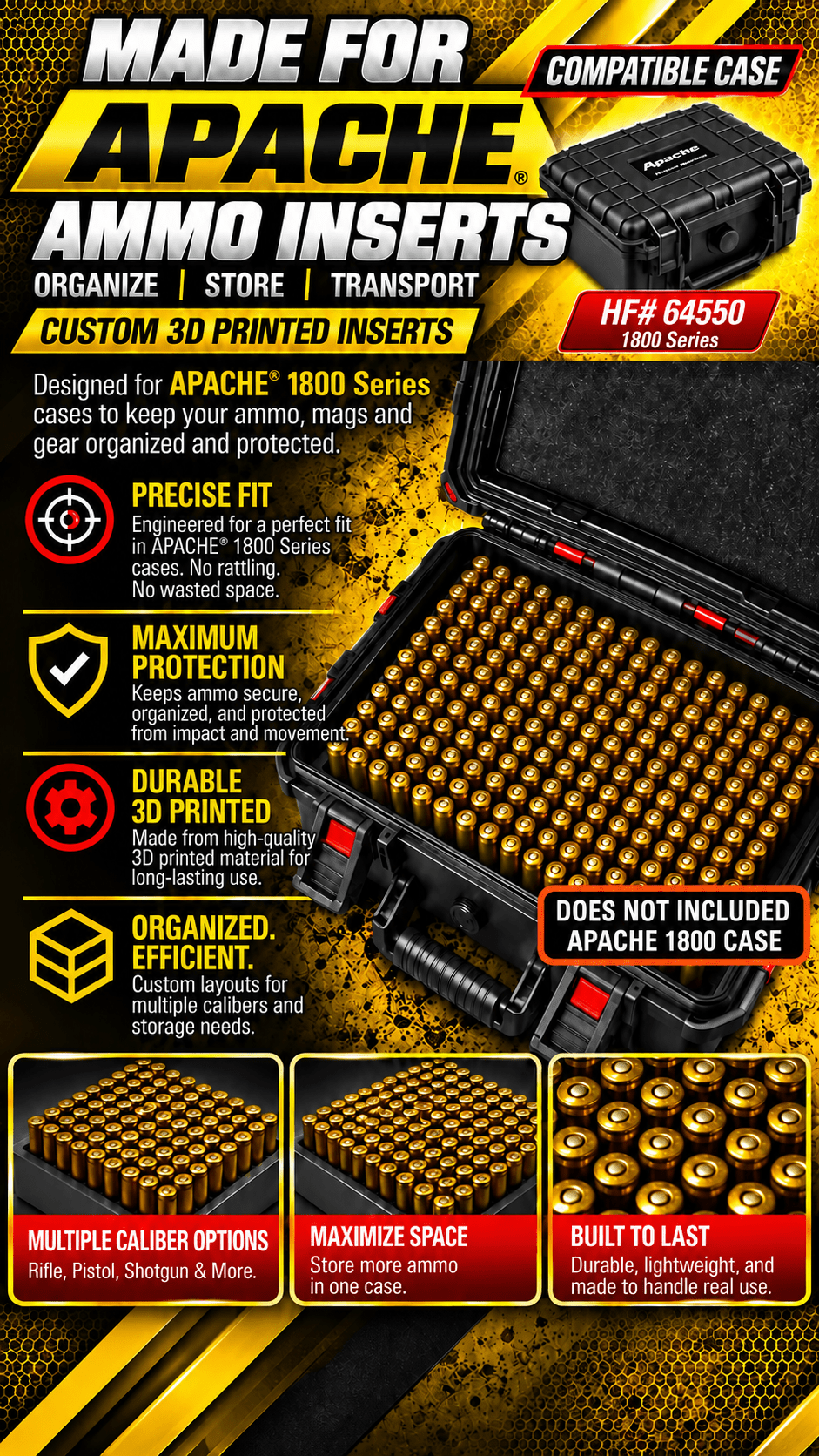 Made for Apache 1800 Series ammo inserts. - WM Prints LLC