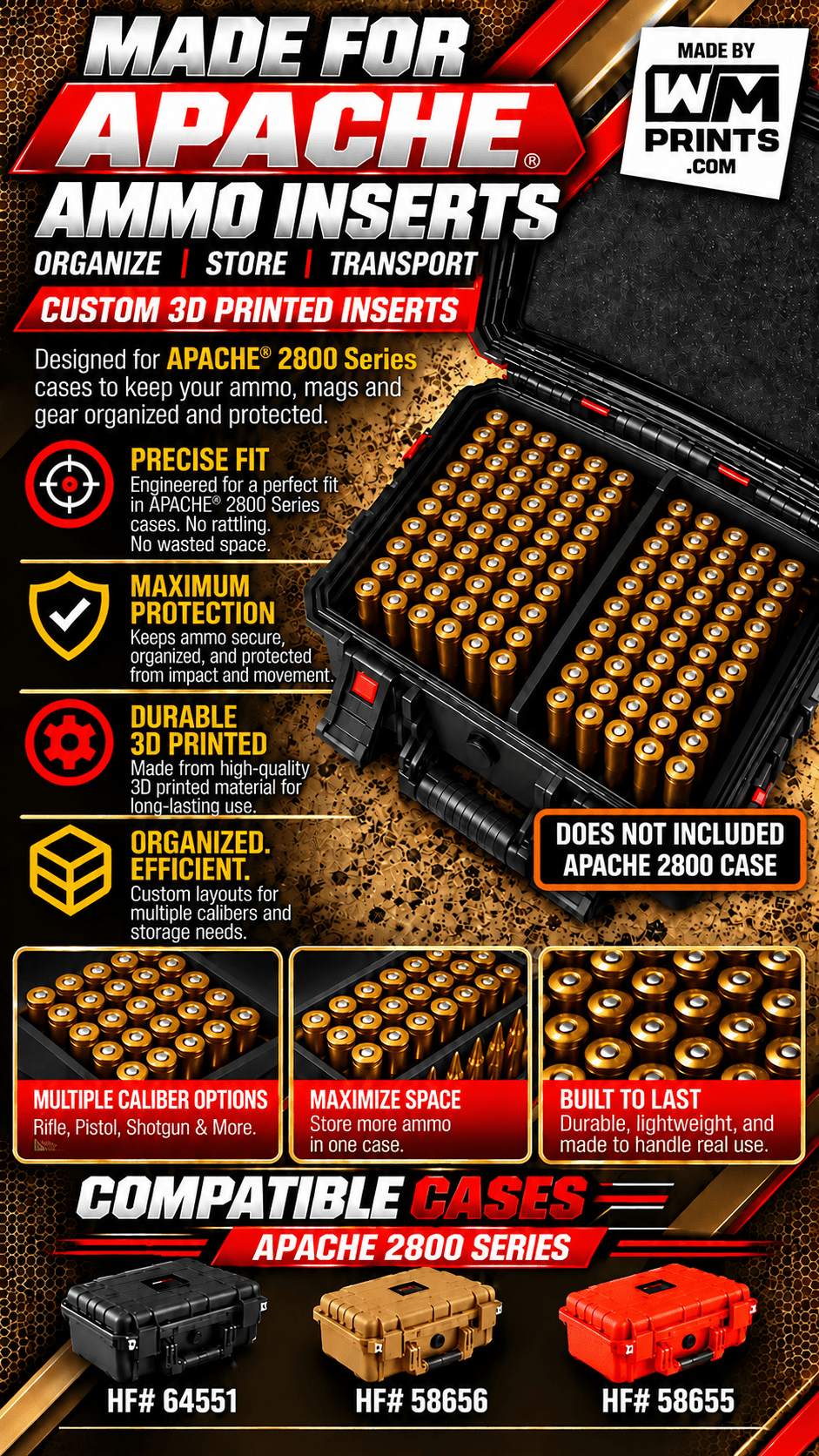 Made for Apache 2800 Series Left &amp; Right Ammo Inserts | WM Prints - WM Prints LLC