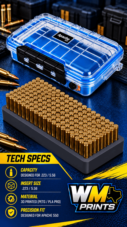 Made for Apache 550 Series ammo inserts. - WM Prints LLC