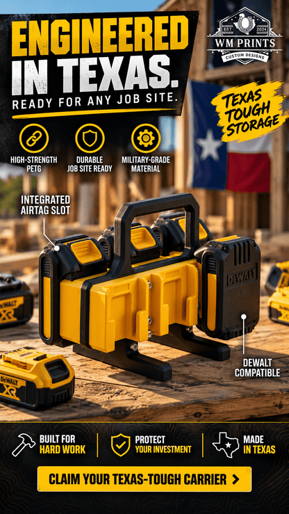 Made for DeWalt battery type compatible carrier. - WM Prints LLC