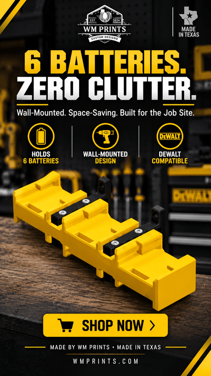 Made for DeWalt Battery Wall Mount Holders - WM Prints LLC