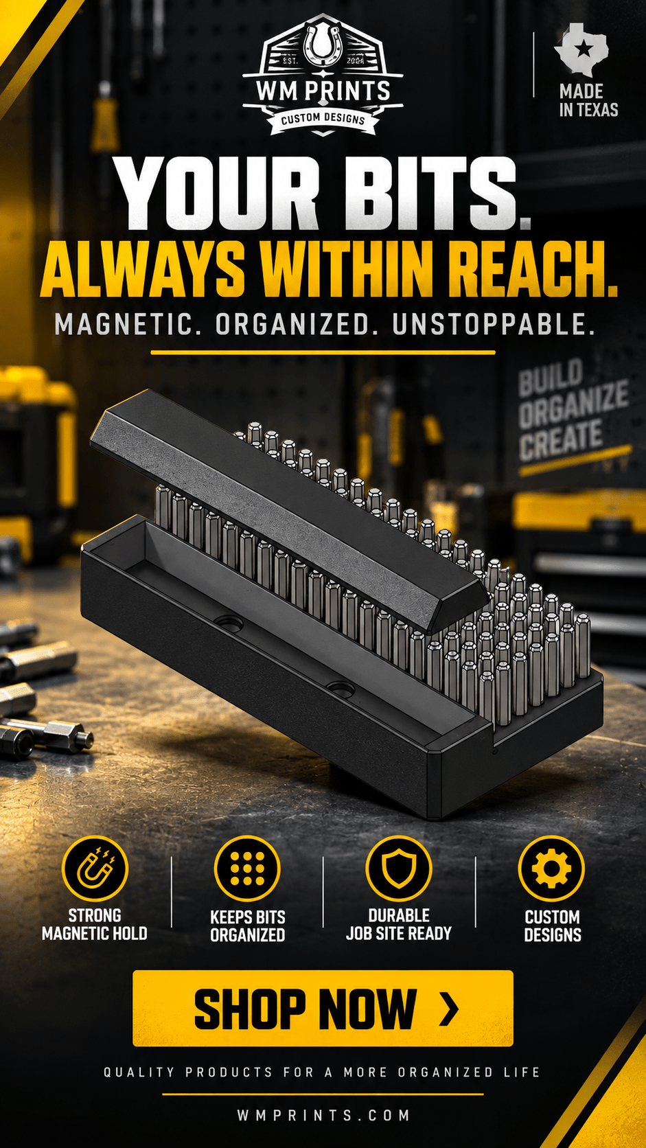 Made for DeWalt Tough Case Hex Bit Tray Magnetic Parts Tray. - WM Prints LLC