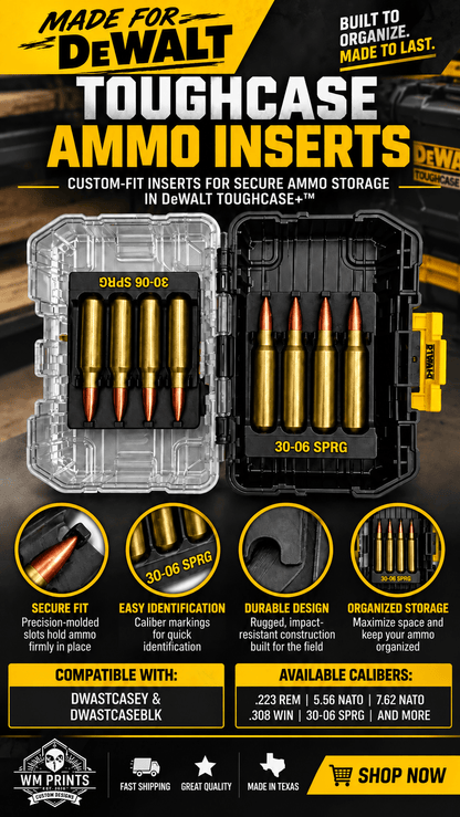 Made for DeWalt Tough Case Toolbox Rifle Ammo Inserts - WM Prints LLC