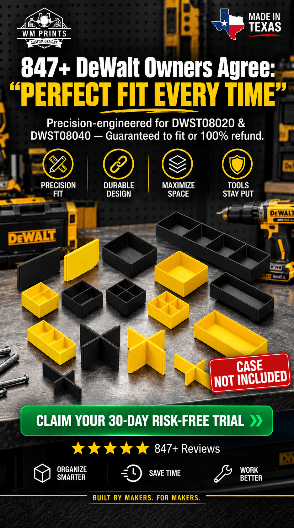 Made for DeWalt Tough System 2.0 Divider Inserts. - WM Prints LLC