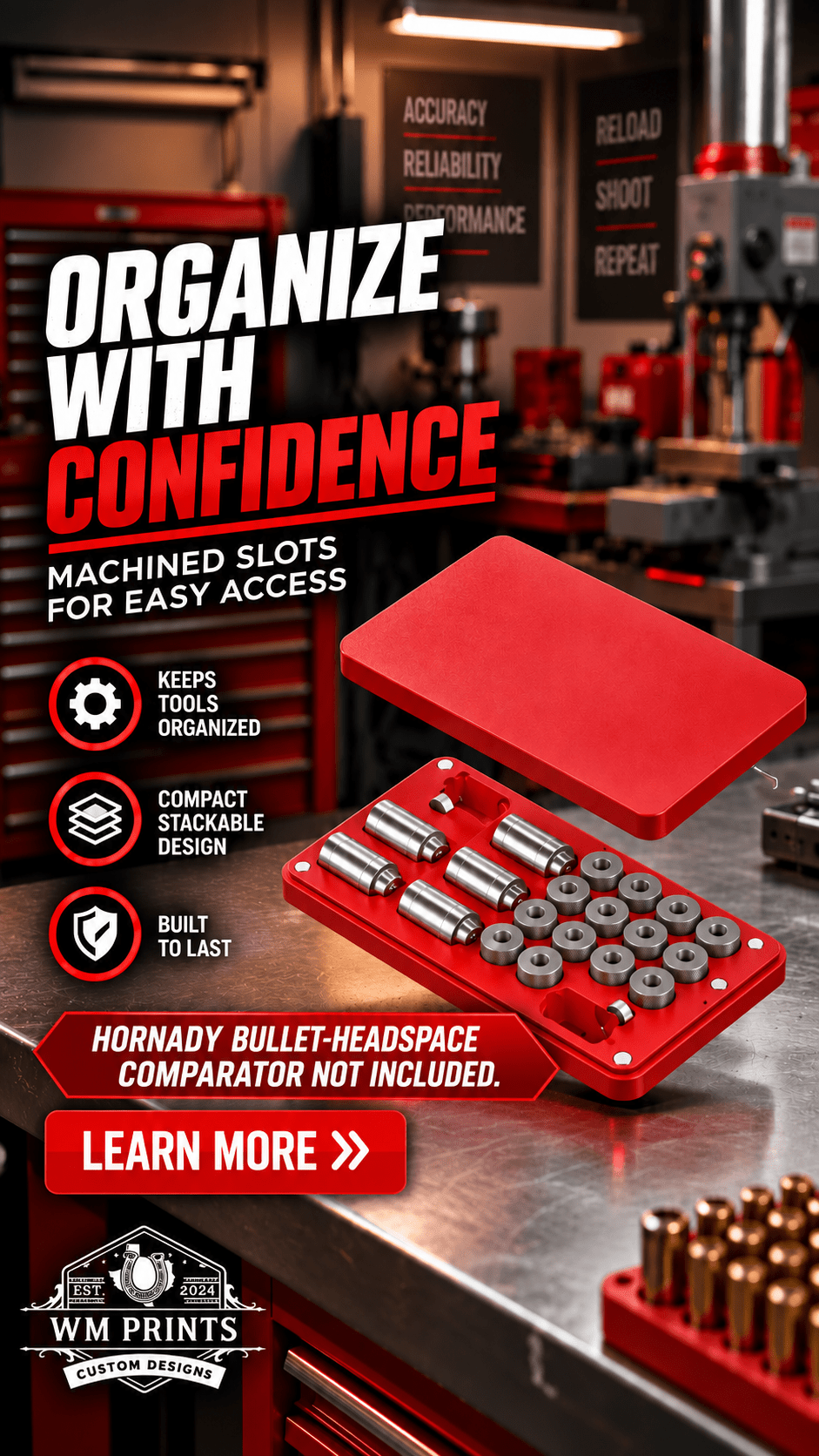 Made for Hornady Bullet-Headspace Comparator Case. - WM Prints LLC