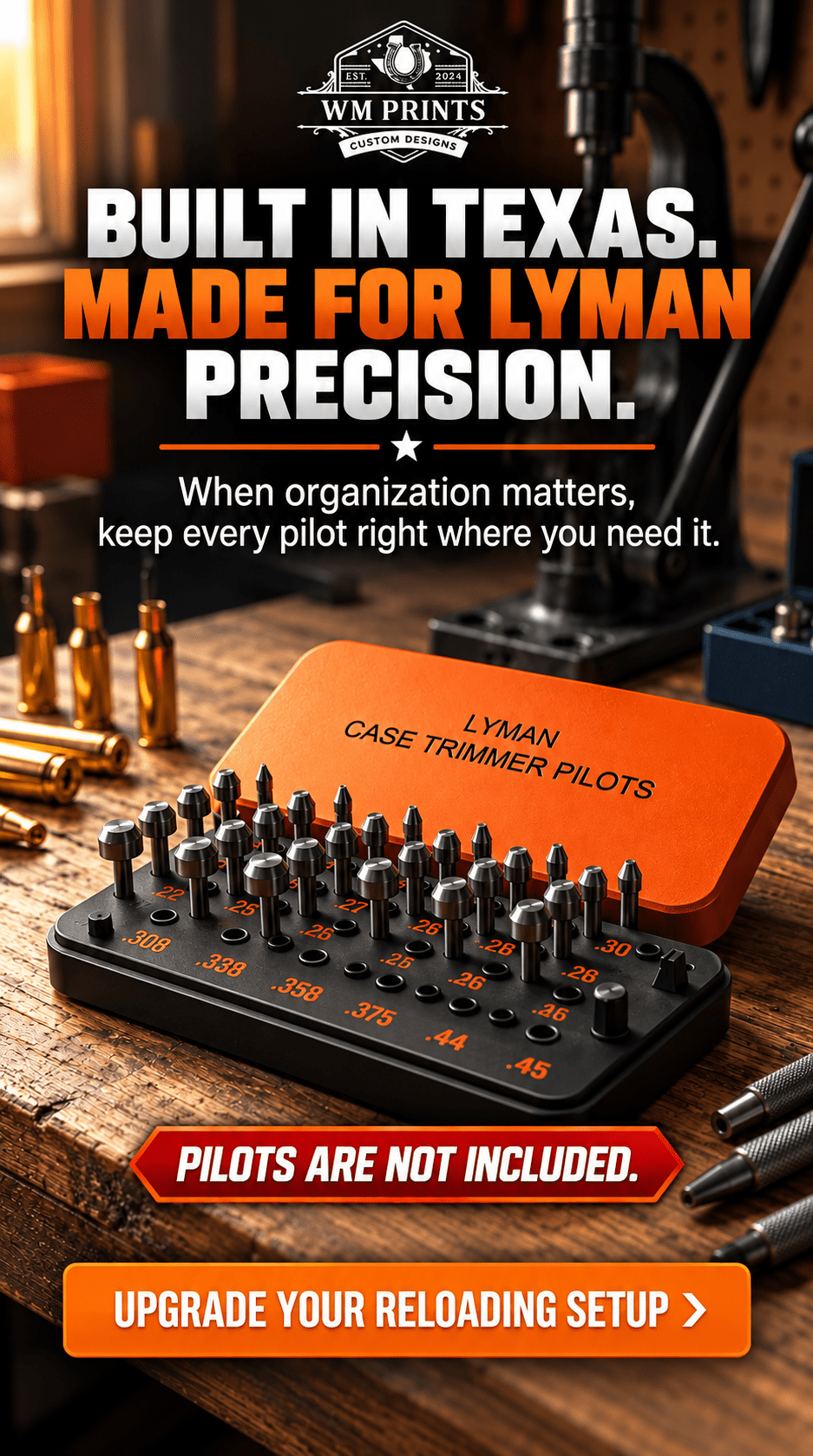 Made for LYMAN Case Trimmer Pilots Holder. - WM Prints LLC